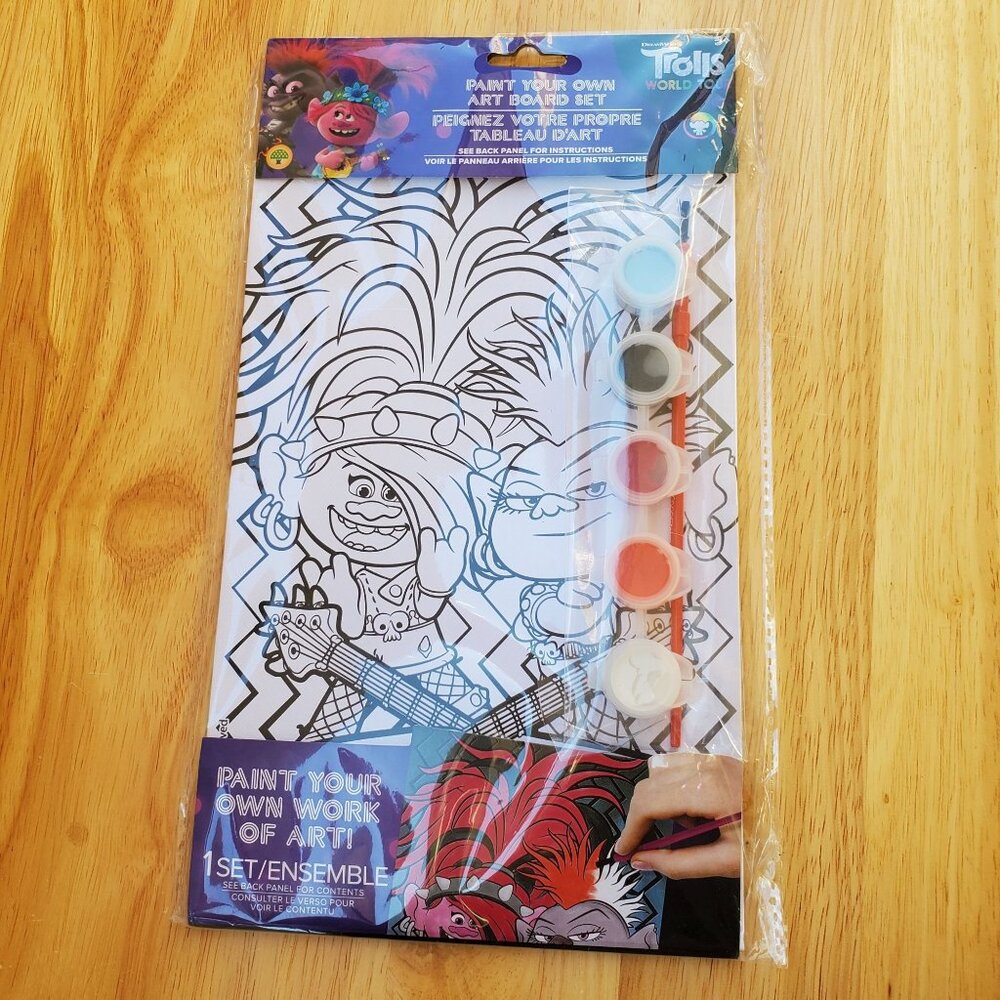 Dreamworks Trolls World Tour Paint Your Own Art Board Set With Paints And Brush